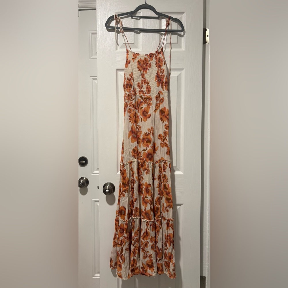 Intimately Free People Floral Orange Maxi Dress